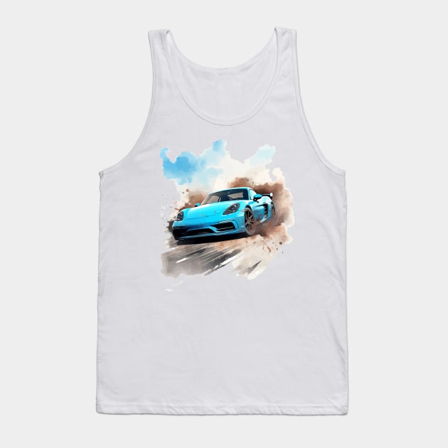 Porsche Cayman Watercolor Tank Top by Keller Apparel Co.